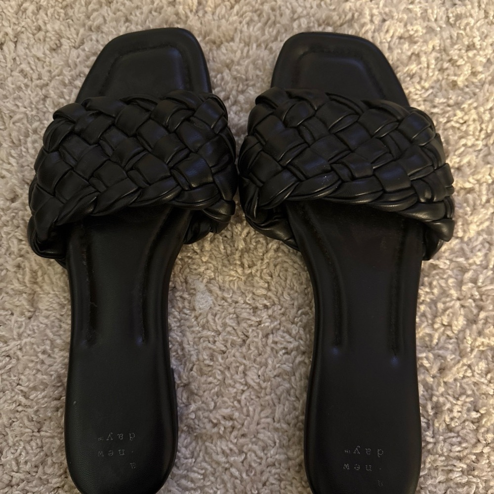 A new day Black Woven Slide Sandals